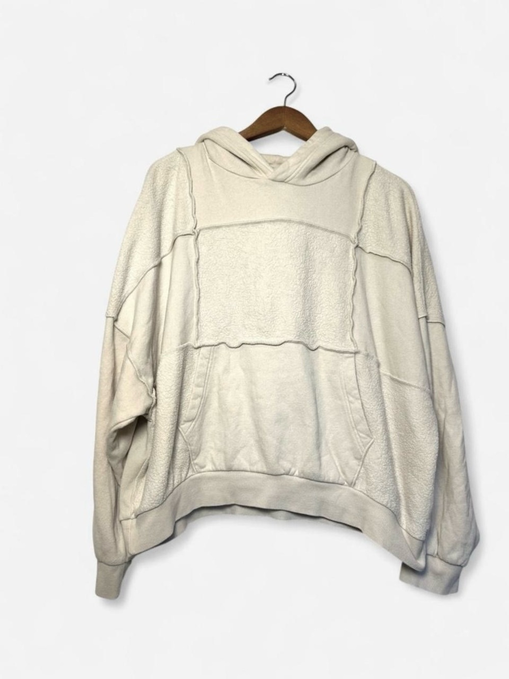 Aerie Cream Patchwork Pullover Hoodie
